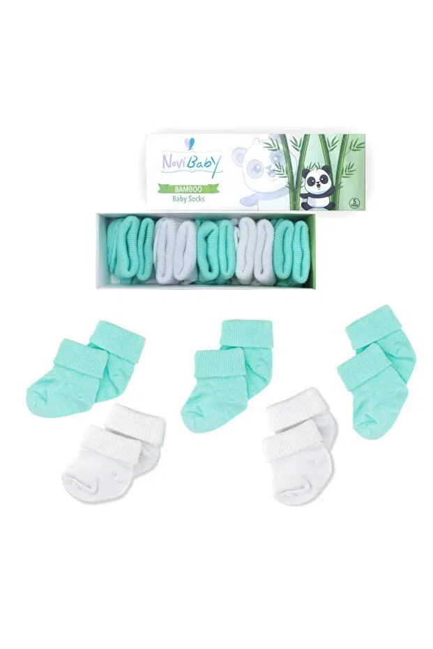 Детские носки для новорожденных из бамбука 5 шт. Basics Novibaby, Minty