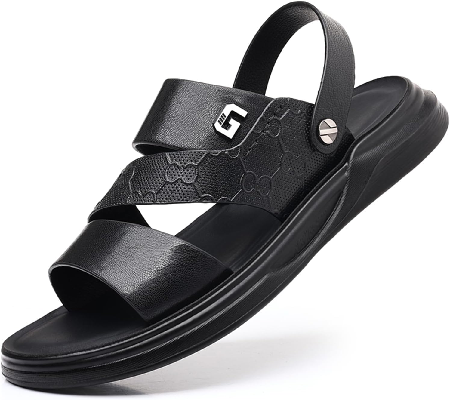 

Мужские летние повседневные кожаные сандалии Abborora с открытым носком, удобные регулируемые пляжные туфли для рыбалки и прогулок на улице, 3