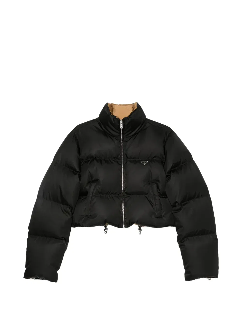 Укороченная пуховая куртка Re-Nylon Prada, черный