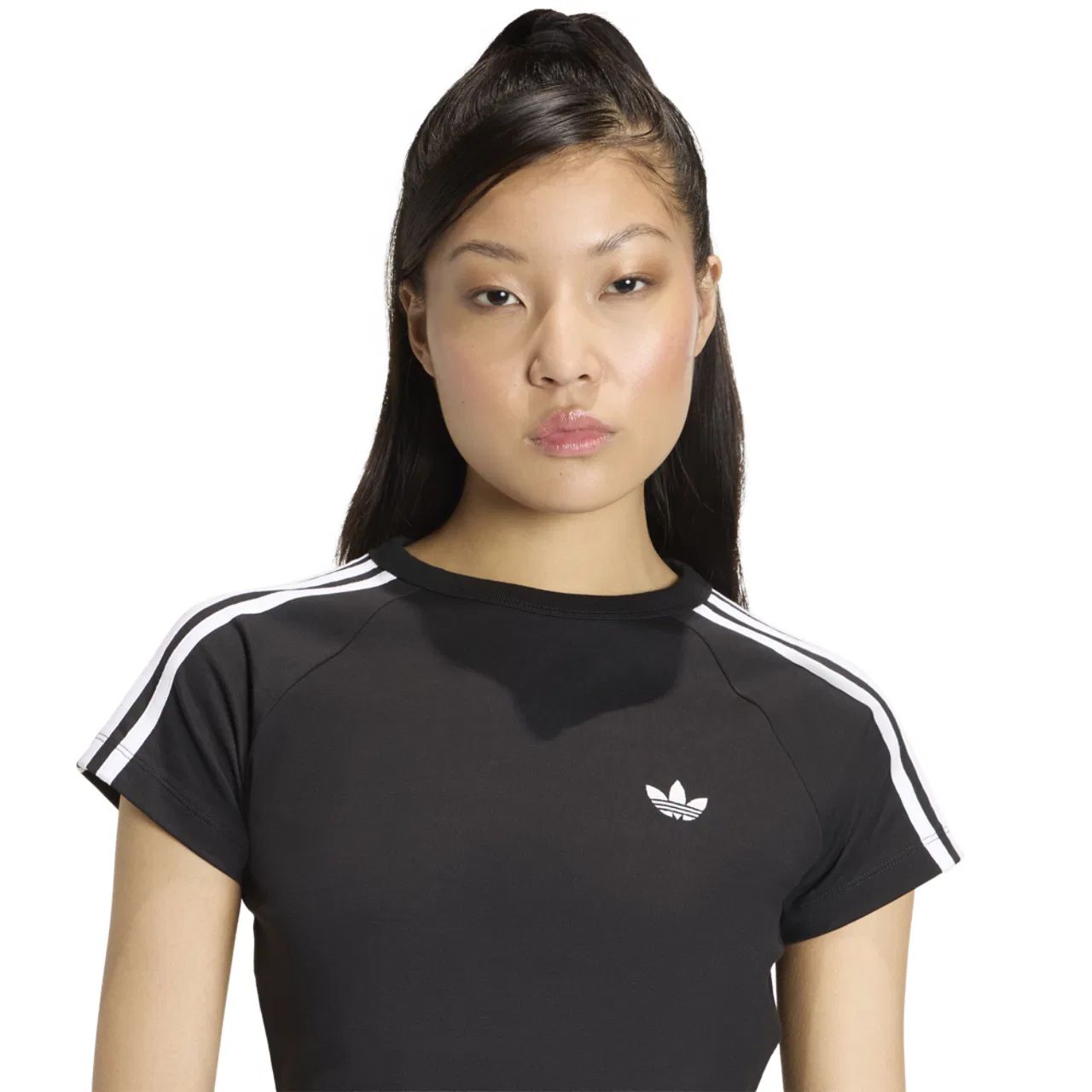 Женская футболка с U-образным вырезом Superstar adidas, Black/Black/White — фото 3