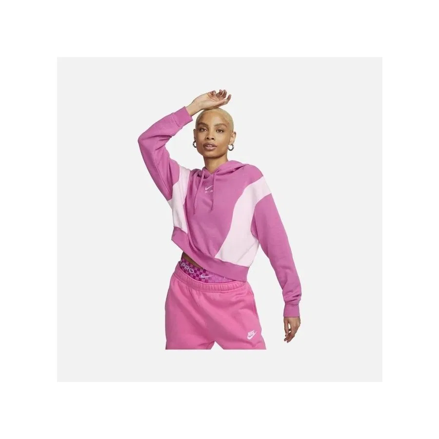 Женский худи оверсайз из футера с капюшоном Nike Sportswear Air Oversized Crop Fleece Hoodie, Оливковый