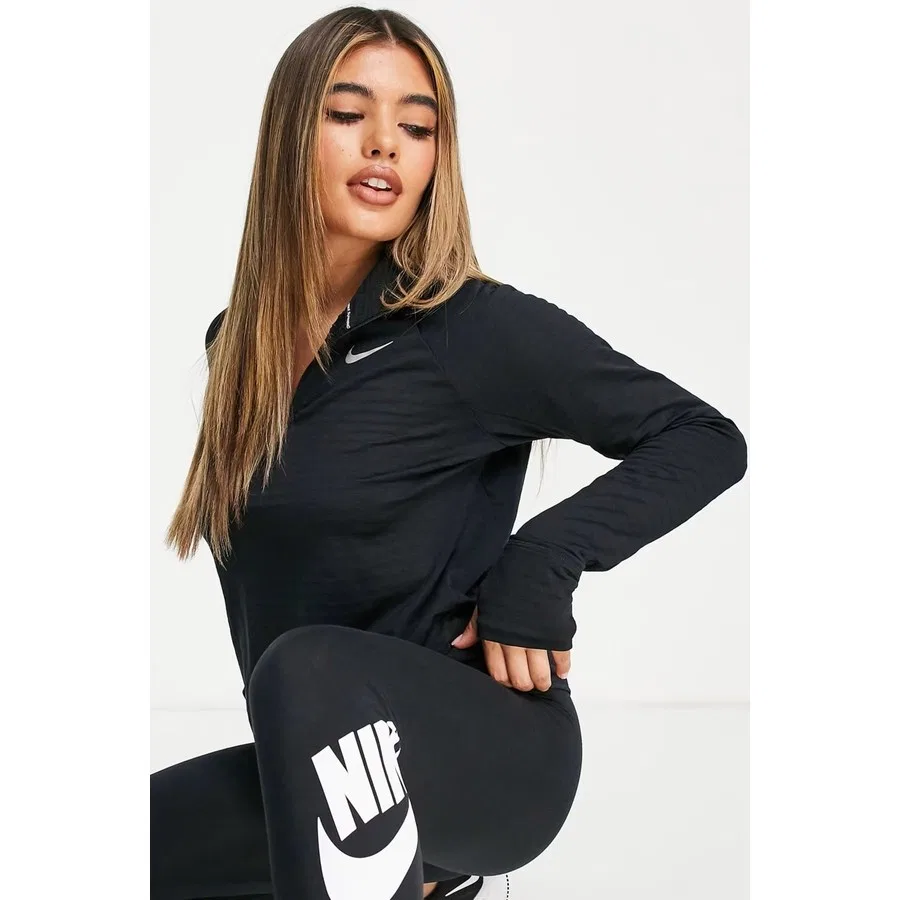 Женский свитшот для бега с полузастежкой-молнией Terma Fit Element Nike, Черный