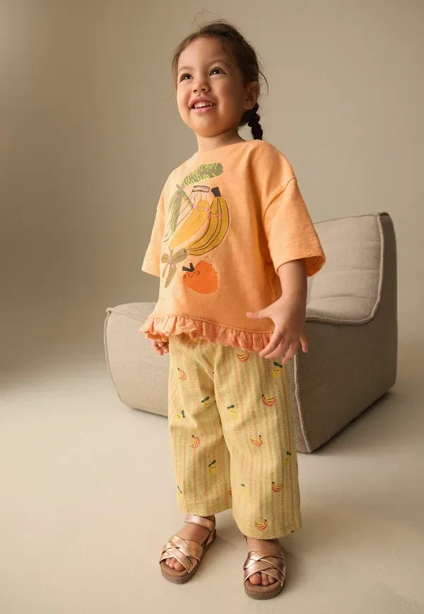 Комплект из футболки и брюк с принтом Regular fit - top and barrel set - trousers, Next, Orange, оранжевый — фото 2