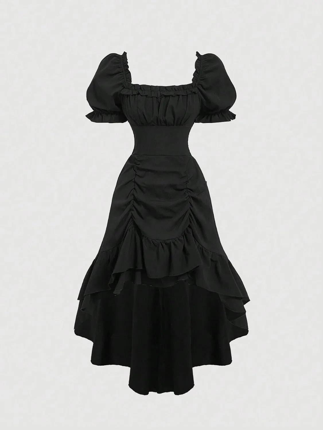Женское A-силуэта миди-платье с рюшами Ruffle Hem, Black — фото 4