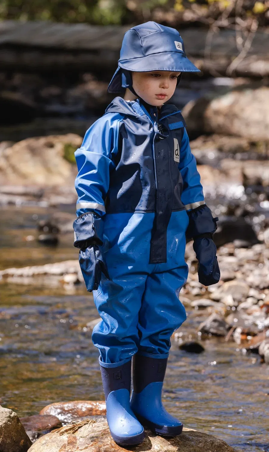 Детские сапоги для мальчиков с протектором Rain Boots Deux par Deux, синий — фото 2