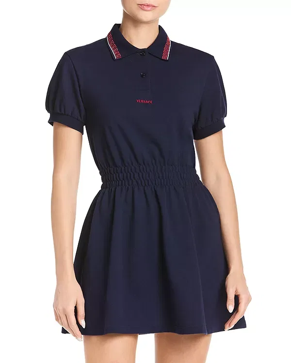 Женское платье со смоковой талией Versace, Dark Navy