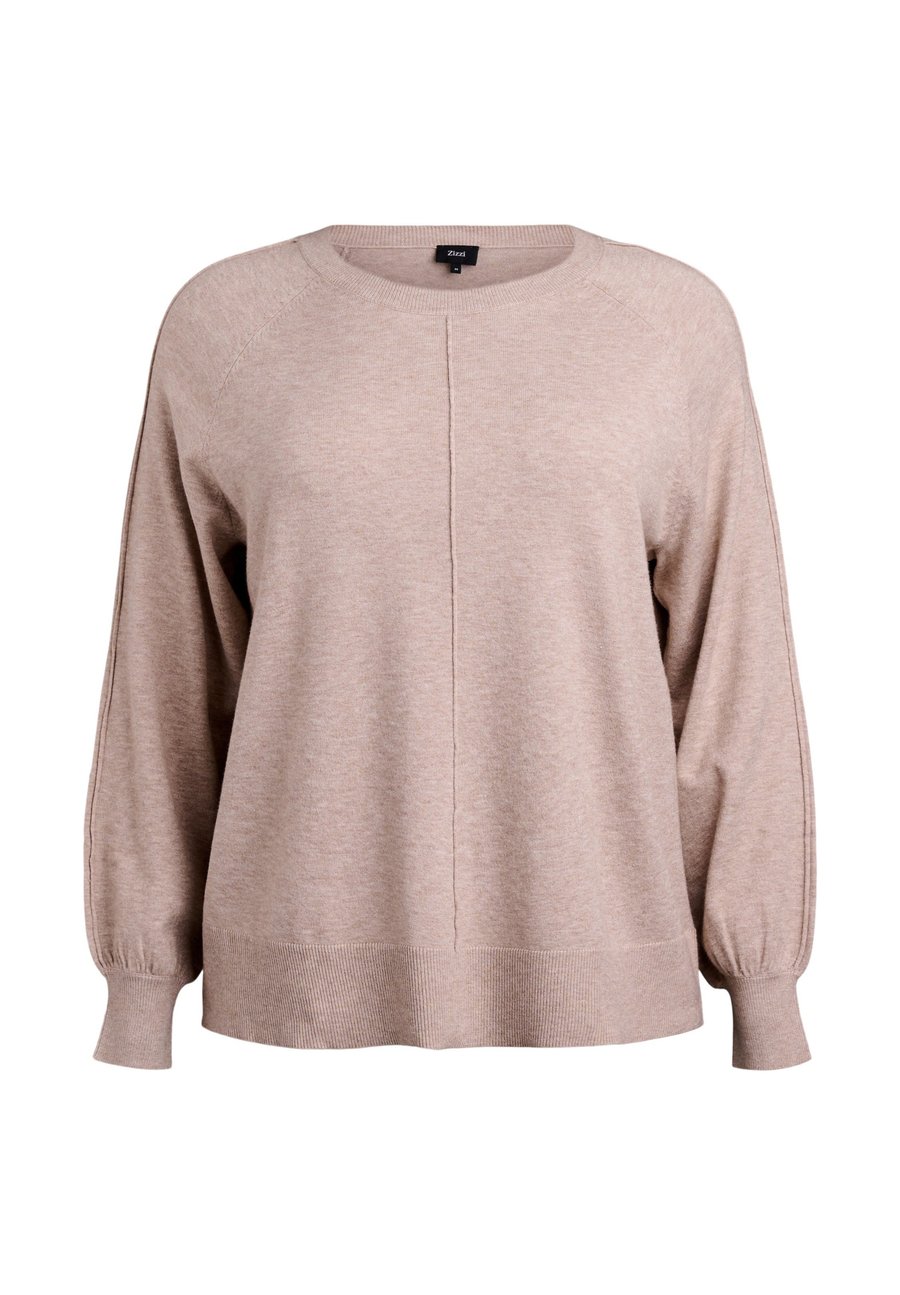 

Джемпер Zizzi MIT MITTELNAHT UND RAGLANÄRMELN, Simply Taupe/Taupe