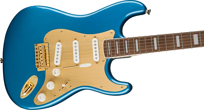 

Squier 40th Anniversary Gold Edition Stratocaster Золотая анодированная накладка Лейк-Плэсид Синий 40th Anniversary Gold Edition Stratocaster Gold Anodized Pickguard Lake Placid Blue