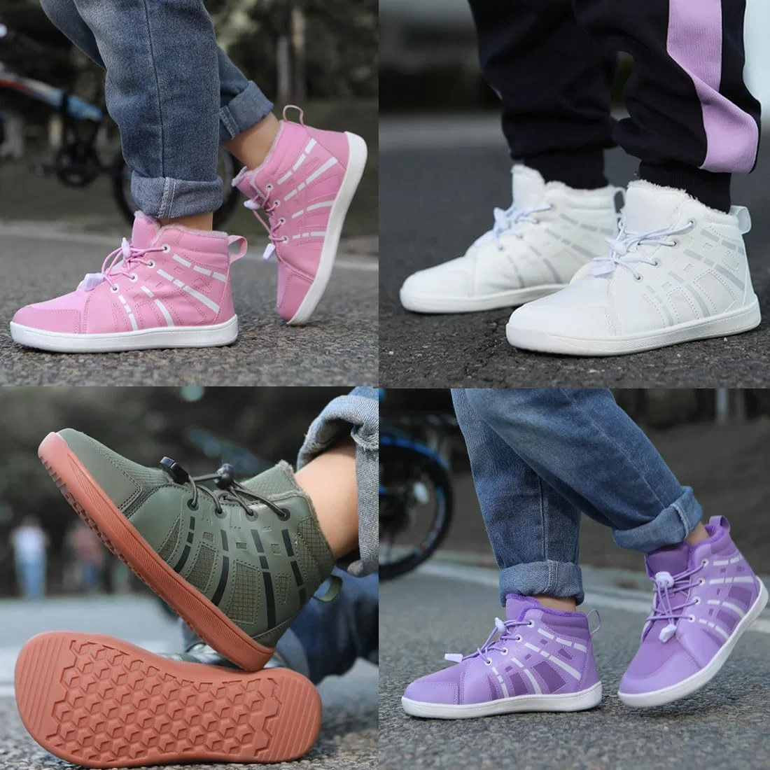 Детские зимние ботинки для девочек водонепроницаемые с принтом Hike Kids Winter Footwear Barefoot Snow Boots, Purple — фото 2