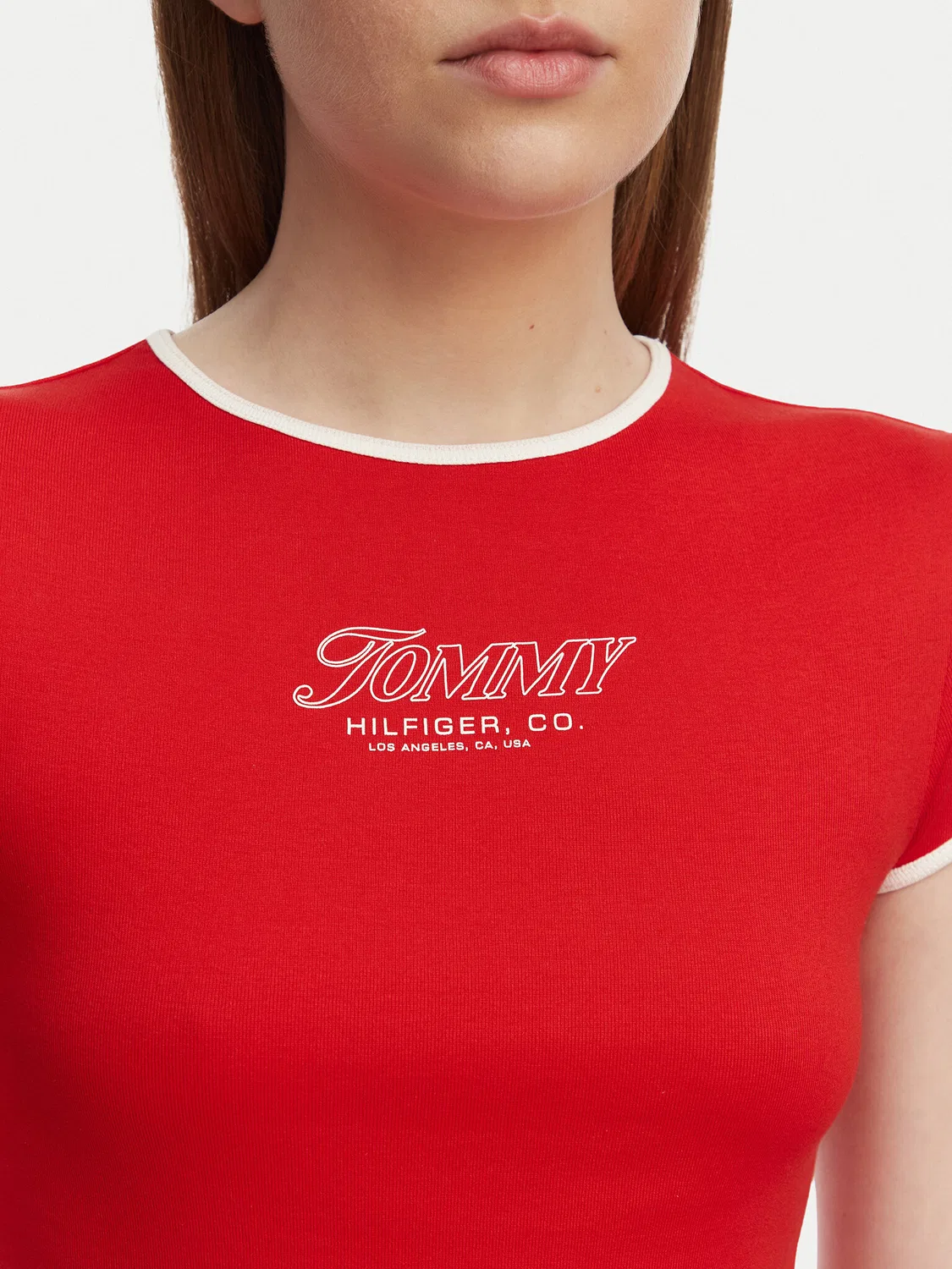 Женская футболка приталенного кроя Tommy Hilfiger, красный — фото 4