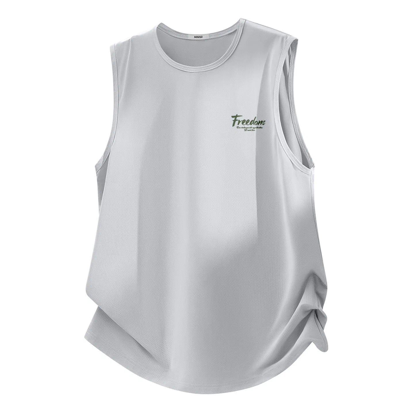 Детская майка с принтом Ice Silk Cooling Light Gray (Ma Green Horse Youth Chest Logo) MINISO, Ice Silk Cooling Light Gray (Ma Green Horse Youth Chest Logo)