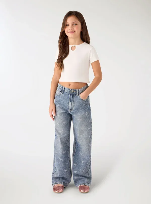 Футболка с принтом Crop con cuore, Terranova, белый