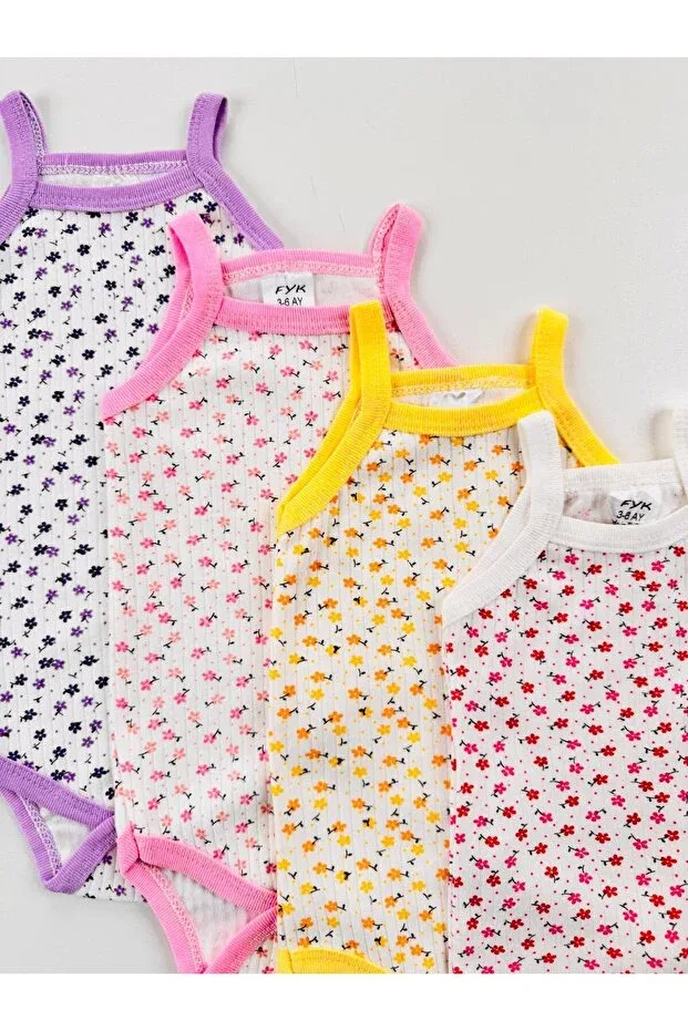Детское боди для девочек с цветочным принтом 4-шт комплект Efu Baby, Multicolor — фото 3