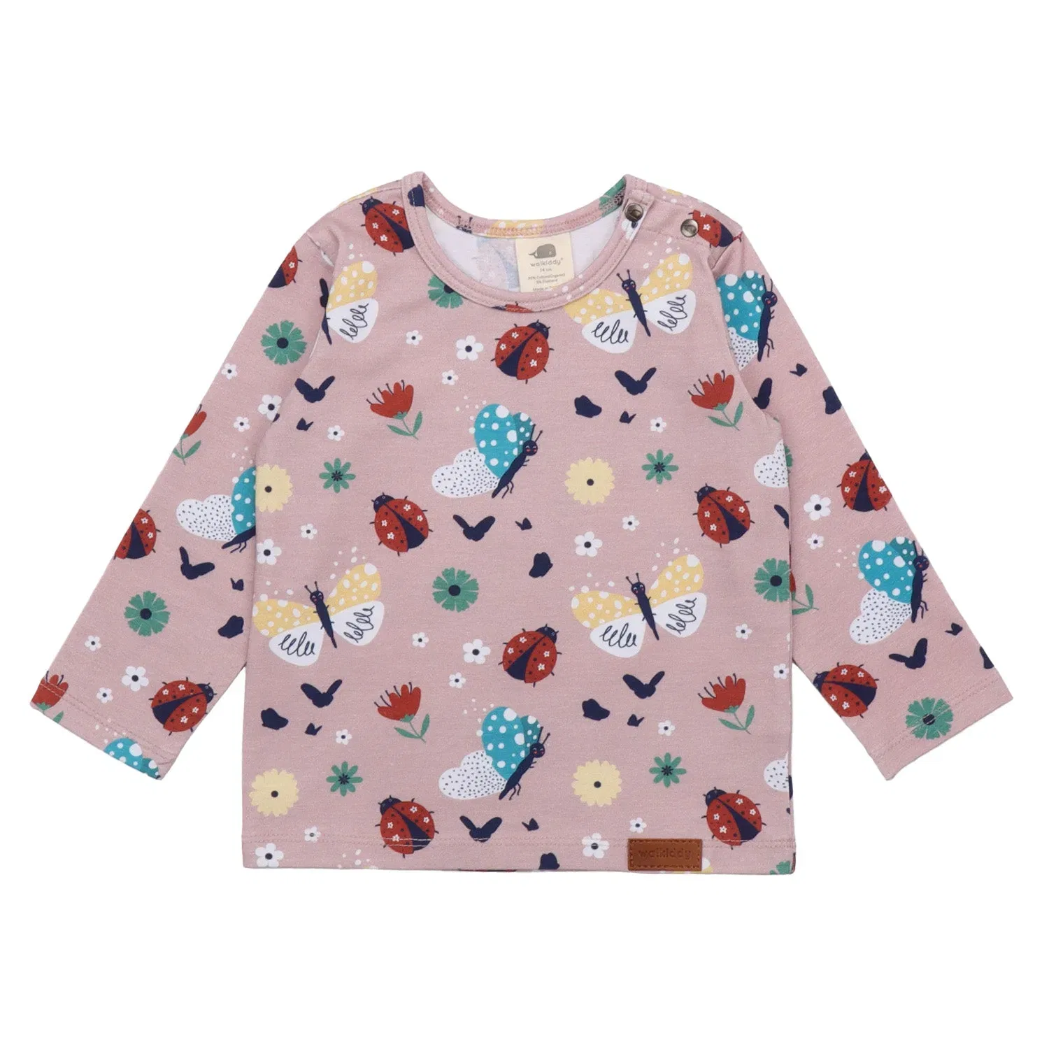 Лонгслив с принтом Ladybugs & Butterflies Walkiddy, разноцветный
