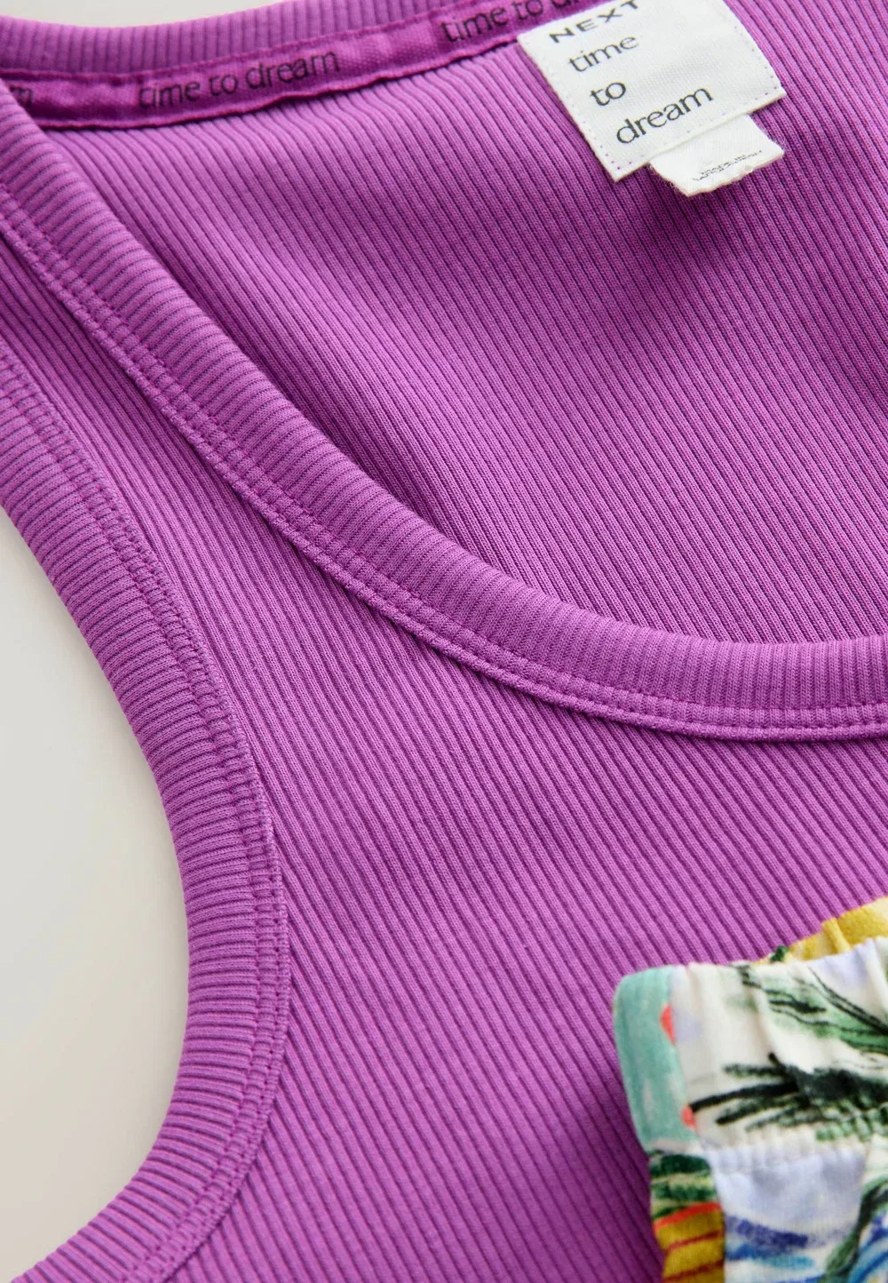 Пижамный комплект из короткой трикотажной майки и топа стандартного кроя Next, Purple Crayon — фото 4