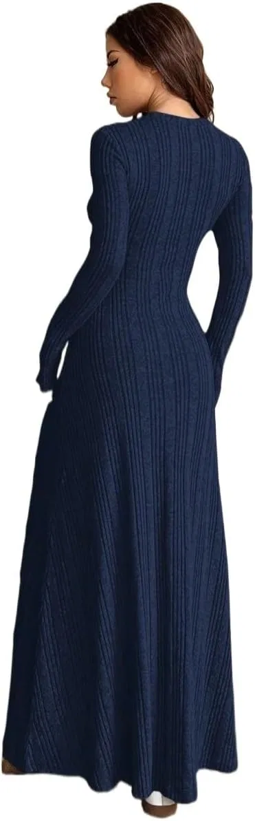 Женское платье A-силуэта с длинным рукавом, Navy Blue — фото 2