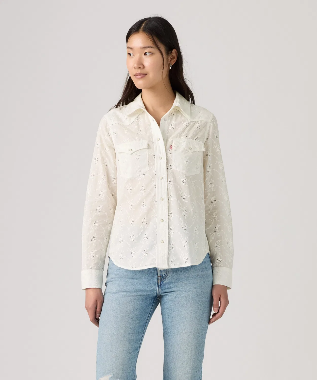 Женская рубашка с длинным рукавомHeritage Western Eyelet Levi's, White — фото 2