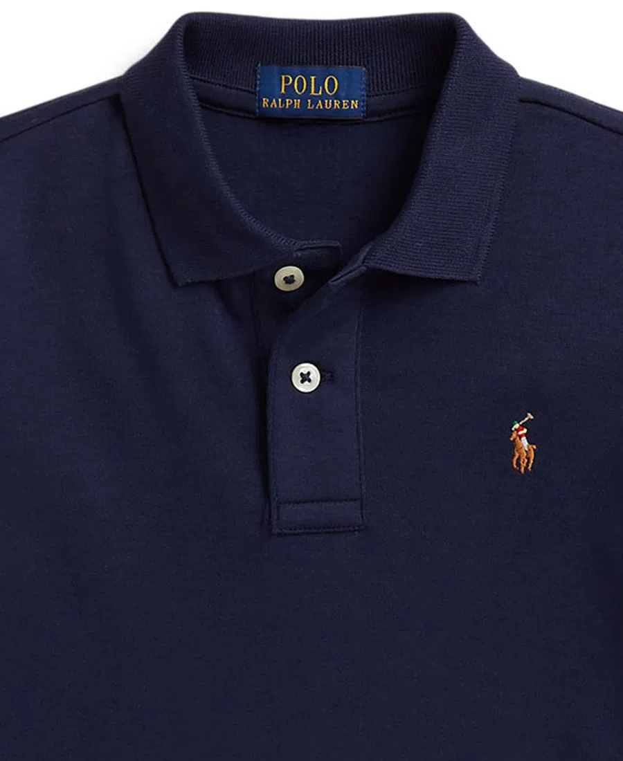 Детская рубашка-поло с длинным рукавом из мягкого хлопка Polo Ralph Lauren, Refined Navy C5229 — фото 3