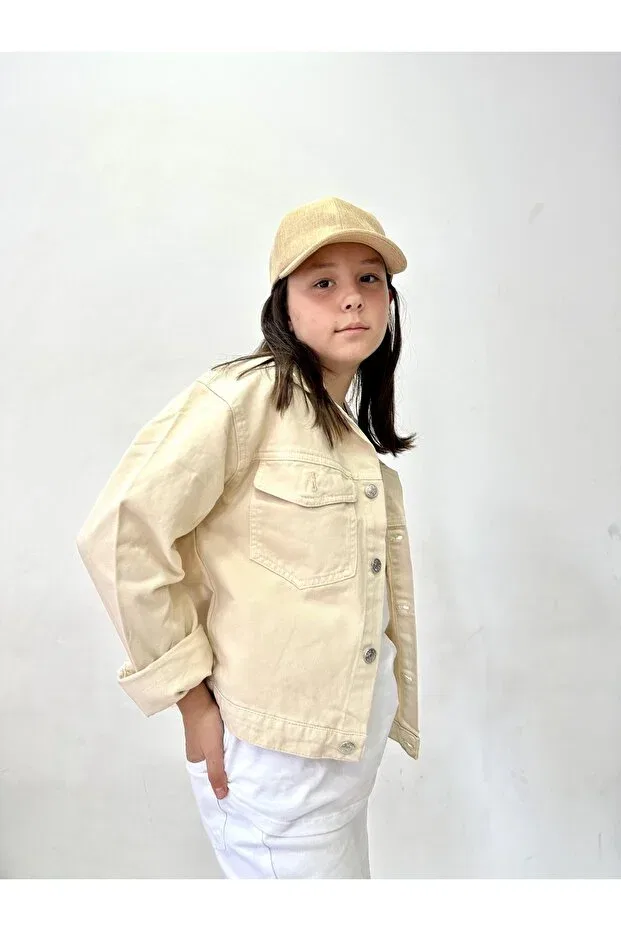 Детский джинсовый жакет для девочек Rois Kids, Beige — фото 3