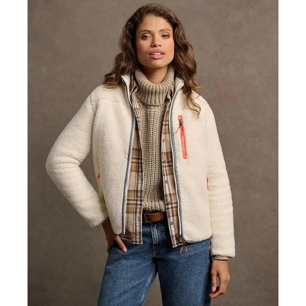 Женское флисовое худи с молнией Outdoor Superdry, Beige / Baumwollweiß / Weiss — фото 4