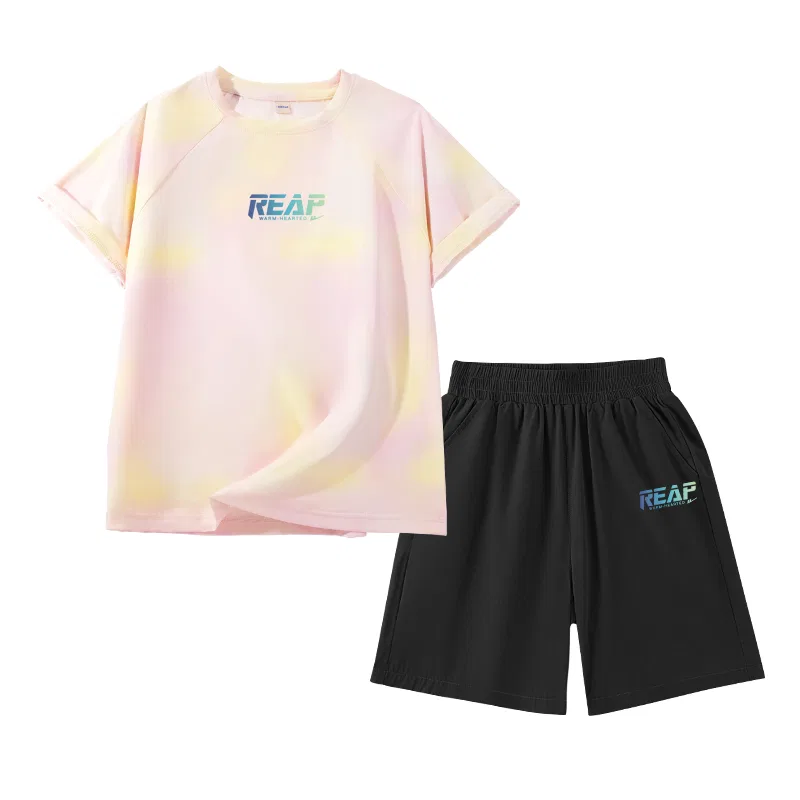 Детский спортивный комплект с принтом Pink Yellow/H Blue Green Gradient Middle K-Black/H Blue Green Gradient K WARRIOR