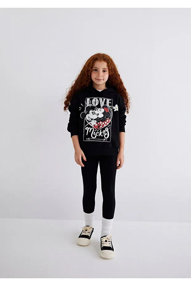 Детское худи для девочек с принтом Minnie mouse printed black sweatshirt 7s10082-900 Mavi, Black