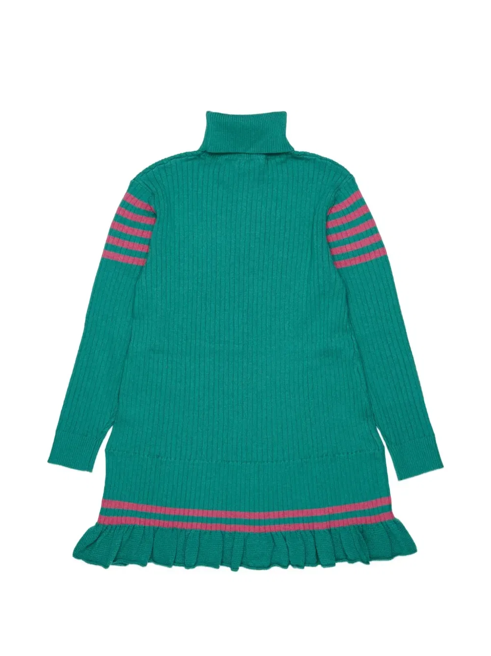 Платье в рубчик с оборками Marni Kids, зеленый — фото 2