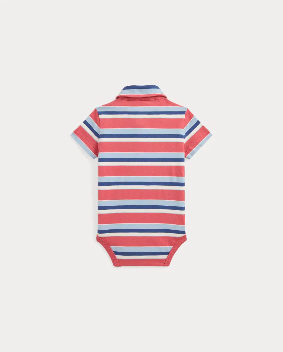 Детское боди в полоску, Vestir Polo, Polo Ralph Lauren, коралловый — фото 2