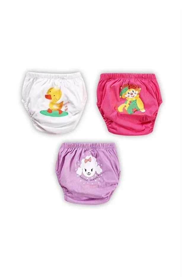 Детские трусы для девочек хлопковые с принтом Momslab, Fuchsia-Lilac-White