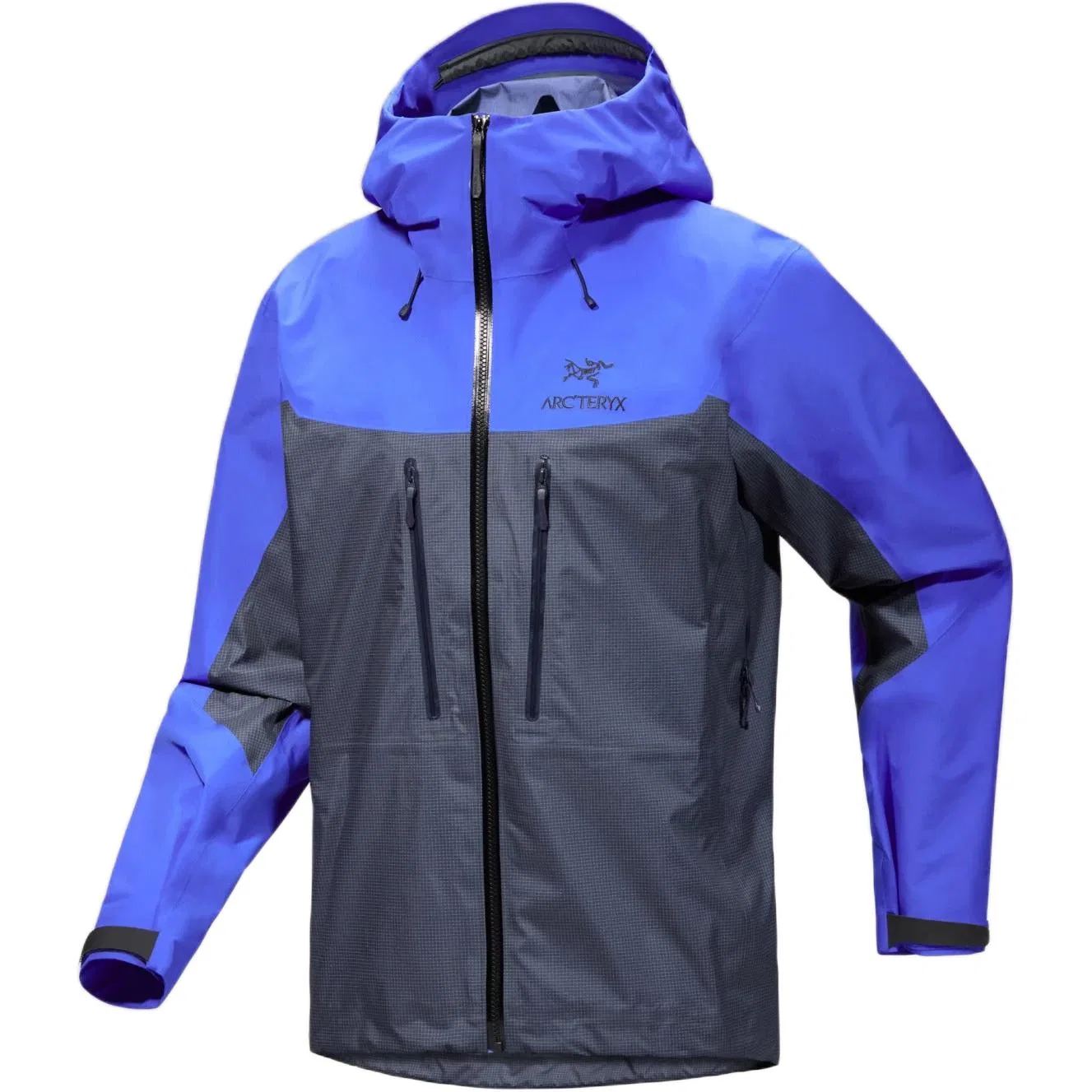 Мужская ветровка с капюшоном с принтом Arcteryx Alpha Logo, Electra/Blk Sapphire