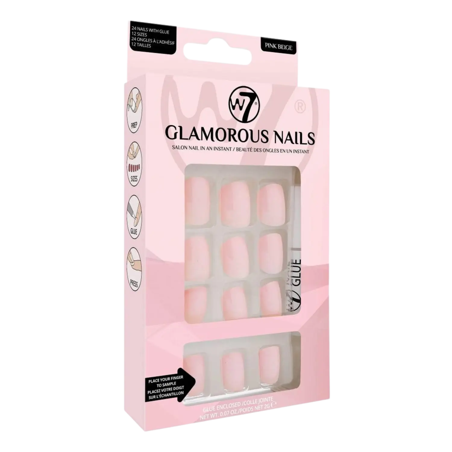 

W7 Glamorous Nails накладные ногти Pink Beige, 24 шт/уп