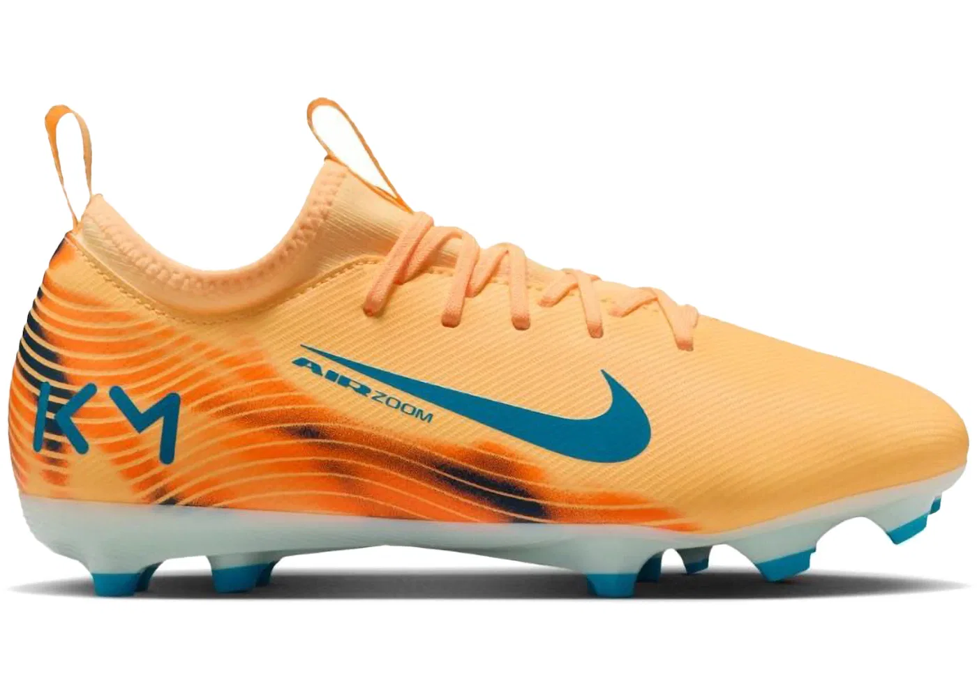 Детские бутсы Nike Zoom Mercurial Vapor 16 Academy FG/MG Kylian Mbappé, Melon Tint / Igloo / Neo Turquoise