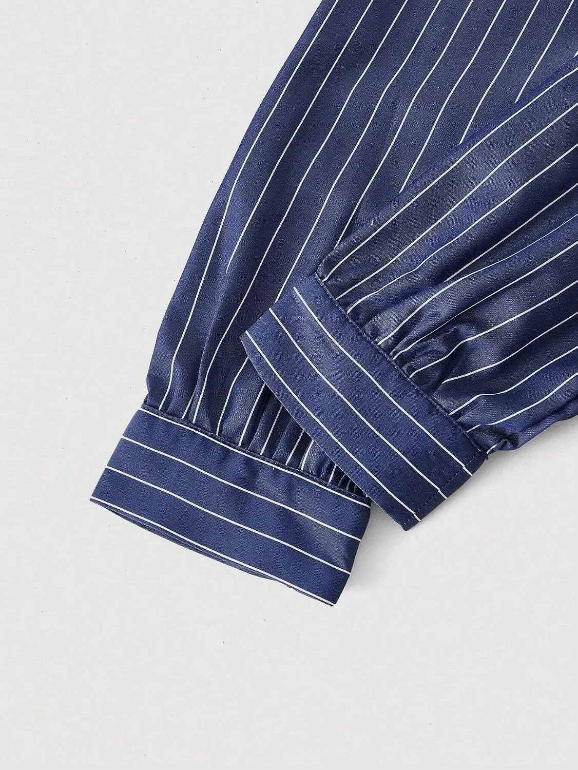 Женское платье-рубашка в полоску с запахом, Navy Blue — фото 4
