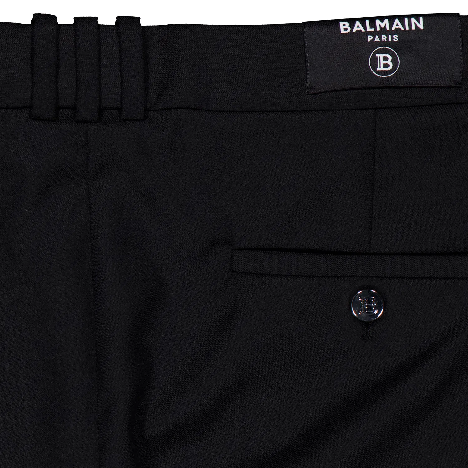 Брюки прямого кроя из шерсти Straight Leg Tailored Wool Trousers Balmain, Black — фото 3