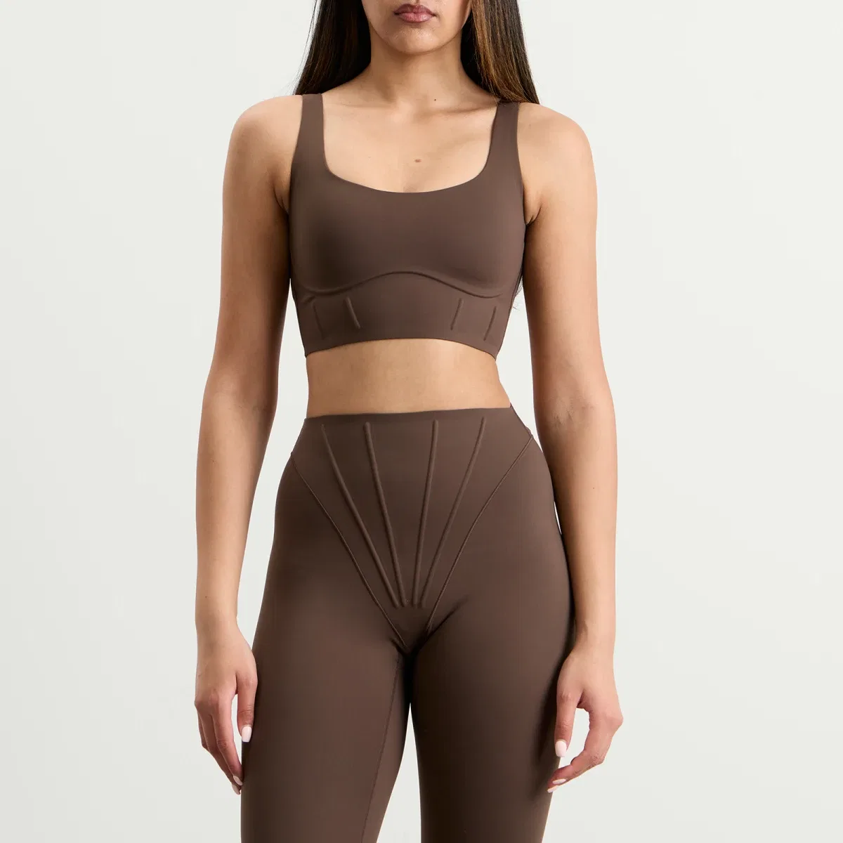 Бюстгальтер длинный корсетного кроя X Skims Matte Corset Longline Bra Nike, Dark Sepia — фото 2