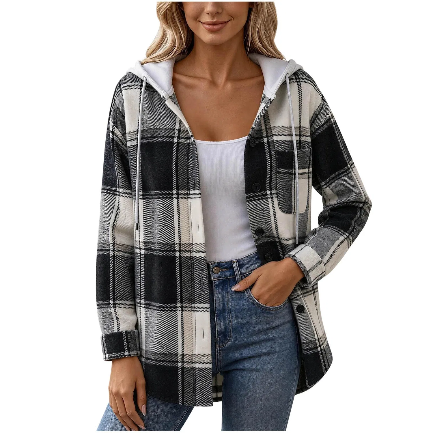 Женская клетчатая куртка, Nero 1