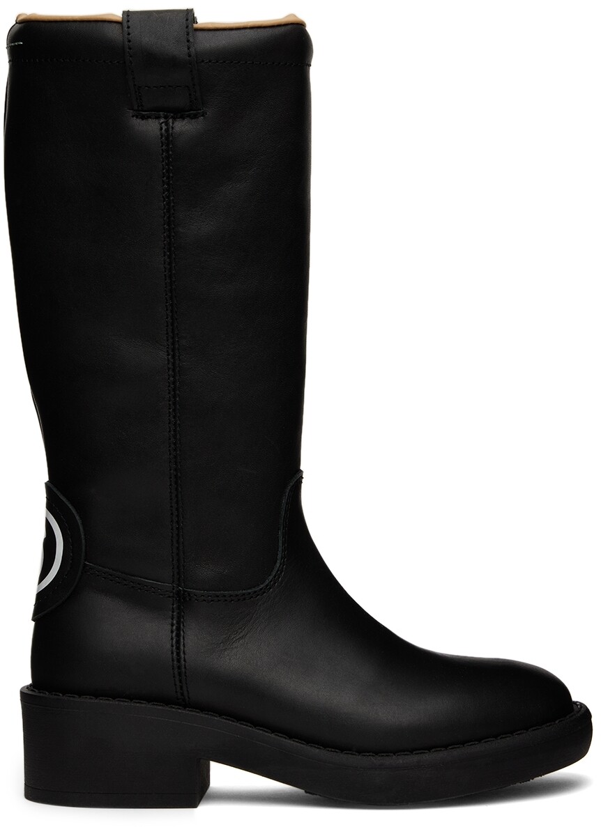 

Детские черные кожаные ботинки на молнии MM6 Maison Margiela