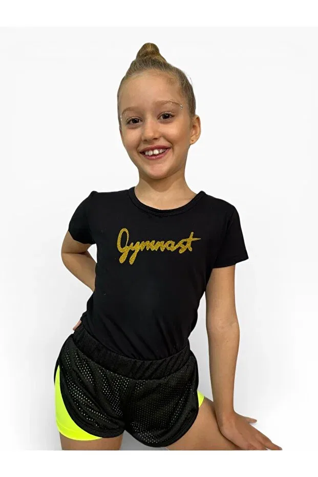 Детская футболка для девочек с коротким рукавом She Can Wear, Gymnast Gold