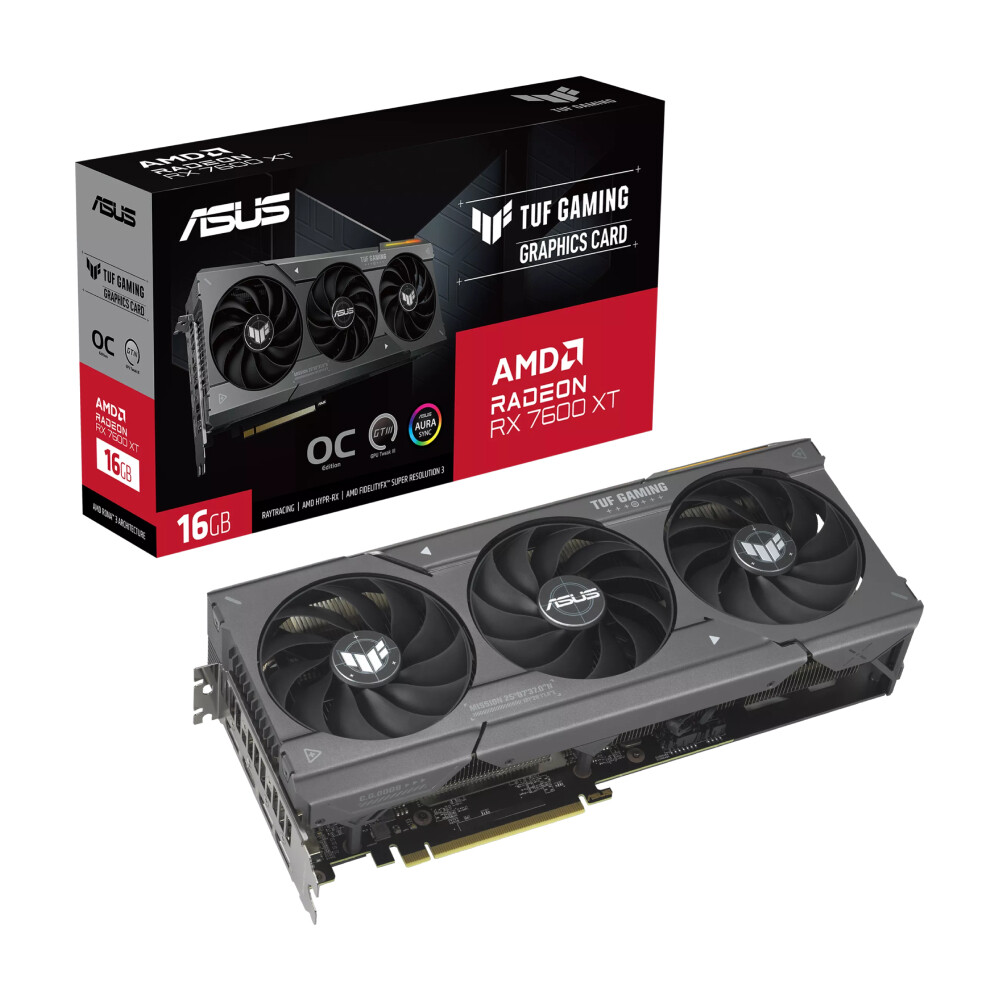 

Видеокарта ASUS TUF Gaming Radeon RX 7600 XT OC Edition, 16 ГБ, черный