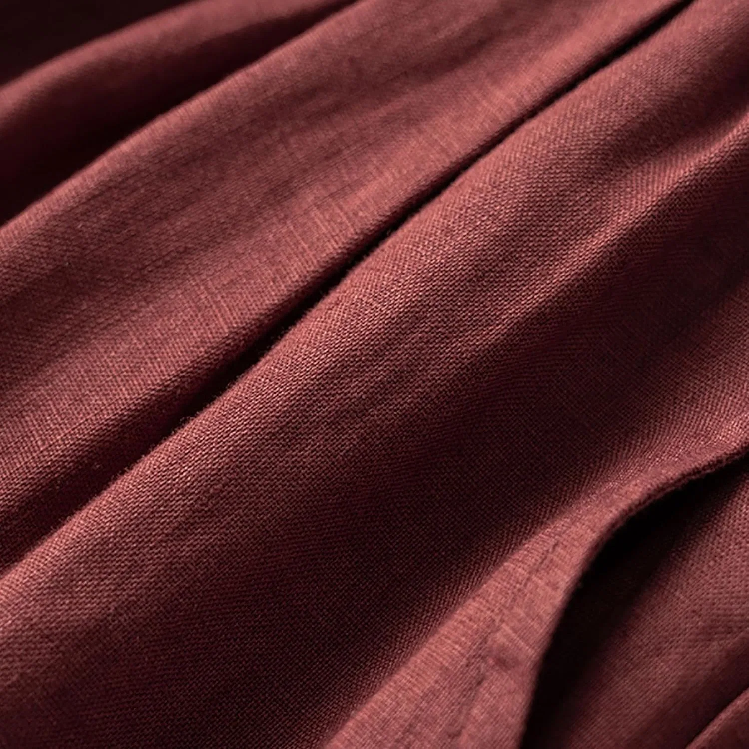 Женские широкие шорты из хлопка и льна с эластичным поясом, Wine — фото 4