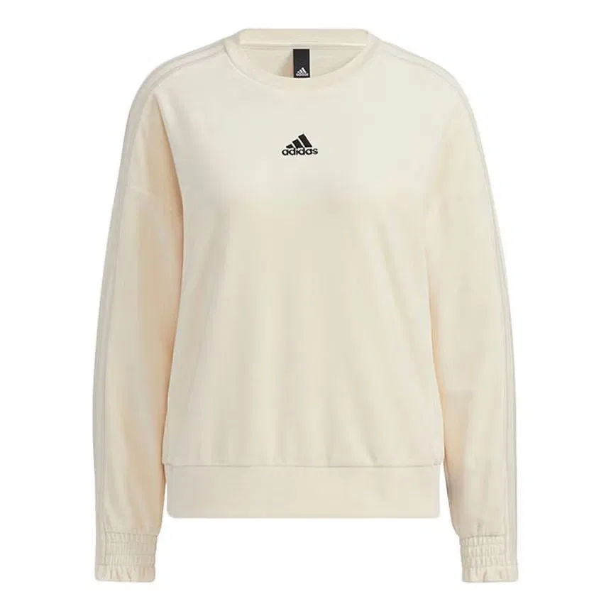 Свитшот из велюра с длинным рукавом Adidas, белый
