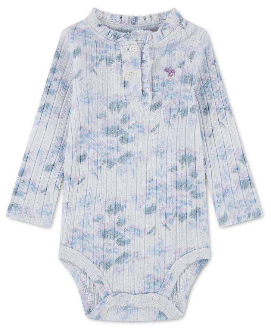 Боди с длинным рукавом с рюшами Abercrombie Kids, Blue Floral