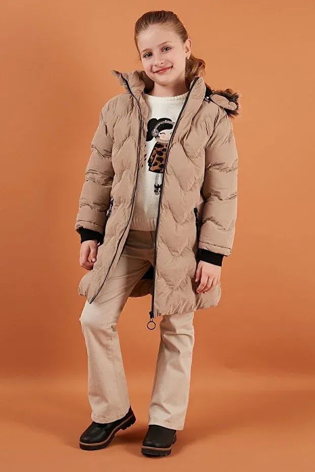 Детское зимнее пальто для девочек с искусственным мехом Lela, Mink