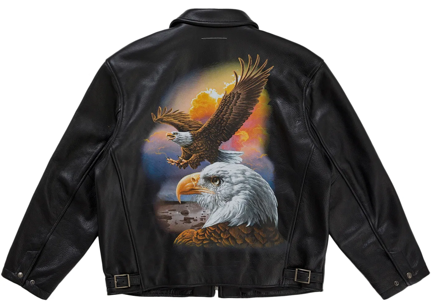 Мужская куртка из кожи с принтом Eagle Supreme MM6 Maison Margiela Schott, Black