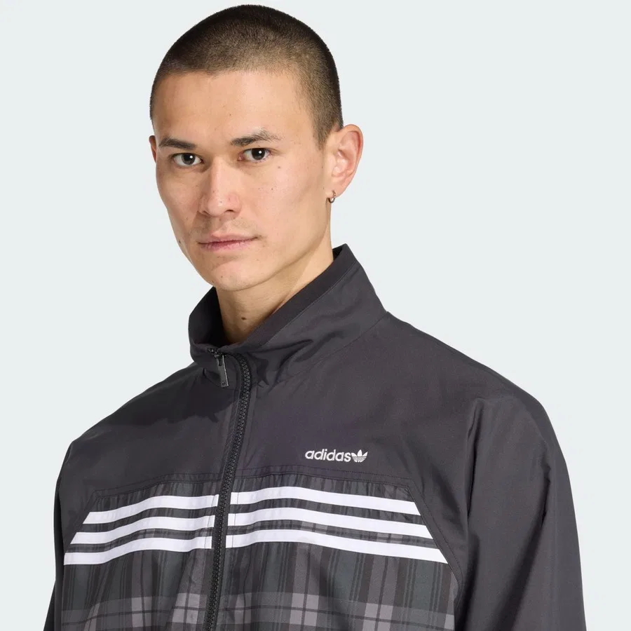 Спортивный свитшот с принтом Tartan Loose Track Top adidas, Черный — фото 4
