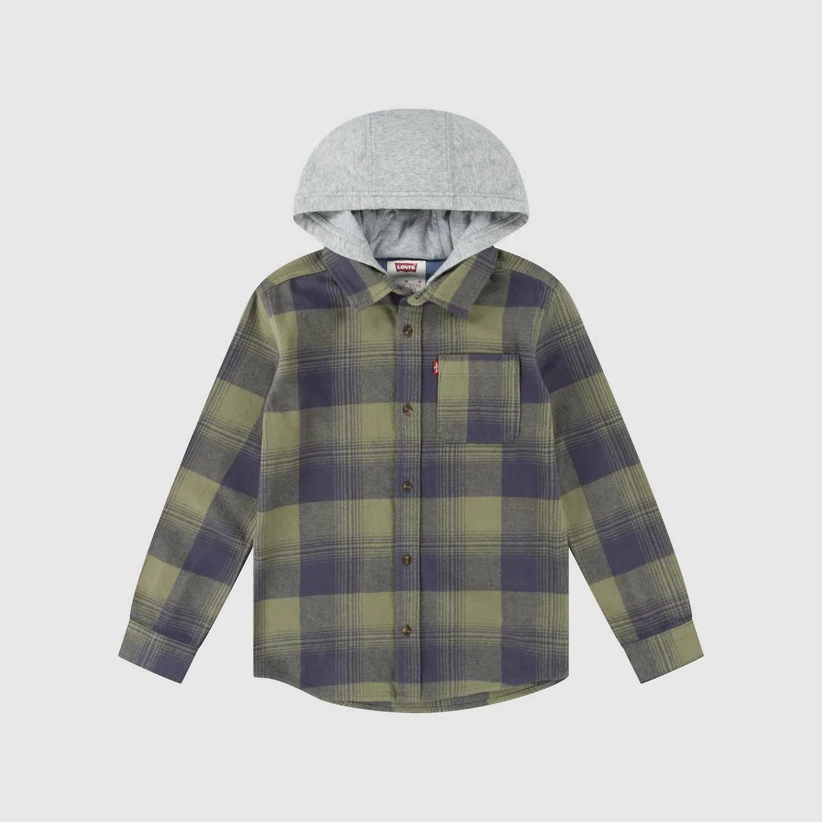 Клетчатая фланелевая рубашка для мальчиков 8-20 лет Levi's, Deep Lichen Green - Green — фото 4