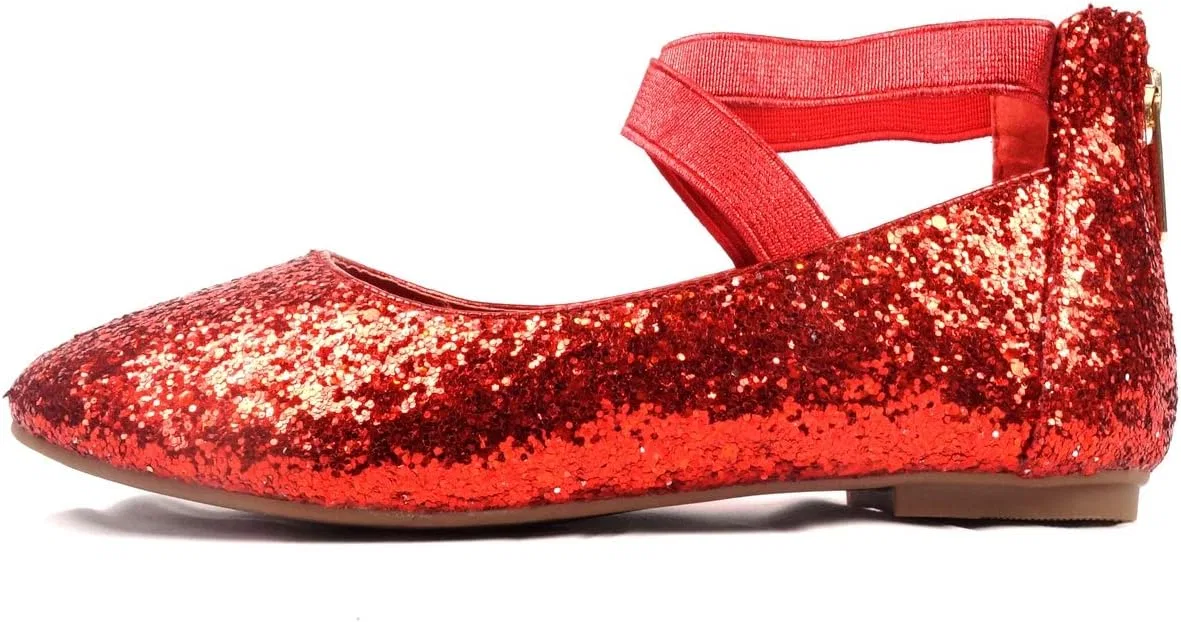 Детские туфли-балетки для девочек с ремешком на щиколотке Nova Utopia Nova Footwear, Redglitter — фото 3