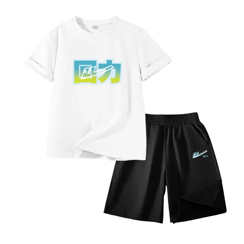 Детский спортивный костюм с круглым вырезом, тонкий стрейч, Light Blue/H Blue Green Label-Gray/H Gradient Blue K, WARRIOR — фото 3
