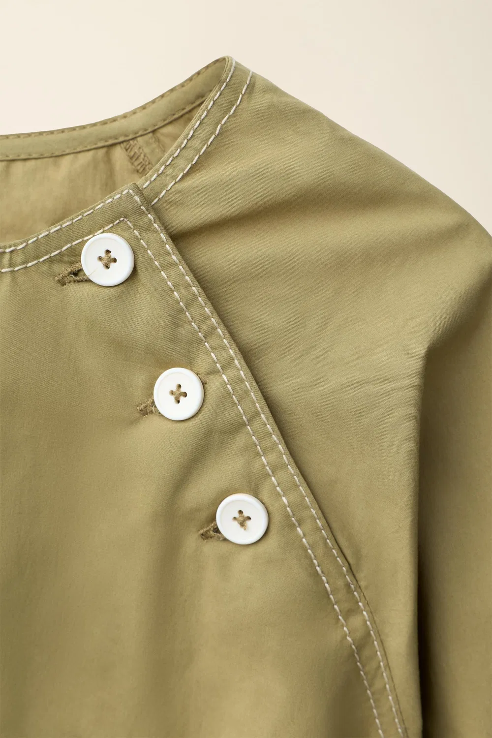Платье из поплина с поясом, созданное Caramel London x Zara, Khaki — фото 3