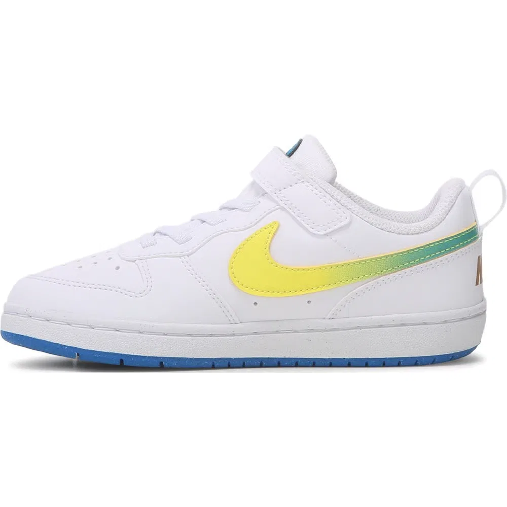 Детские низкие кроссовки Court Borough Recraft Nike, White/Blue/Yellow — фото 3